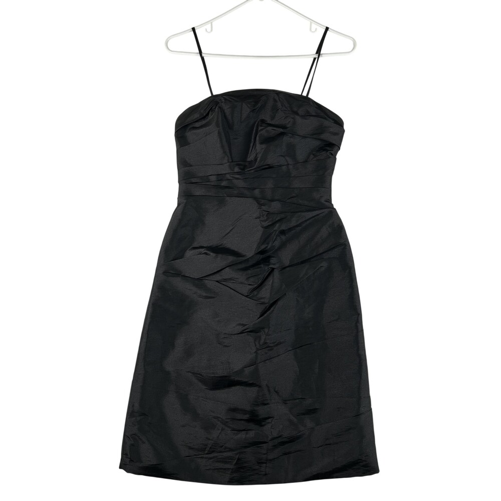 Wtoo By Watters & Watters Dress Womens 4 Black Pleated Sheath Strappy Cocktail